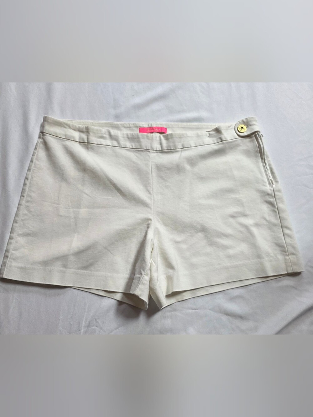 Lilly Pulitzer White Callahan Shorts Size 16 Cotton Stretch Side Zip